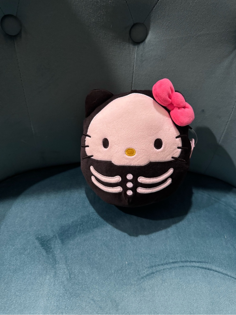 Squishmallows Black & Pink Hello Kitty Style Plush Crossbody Bag